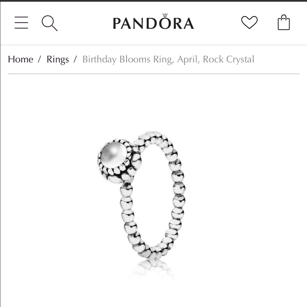 Pandora Birthday Bloom Clear Ring Size 7